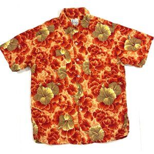 Vintage Sears Hawaiian Shirt Mens Medium Everglaze Minicare Made in Japan 50s